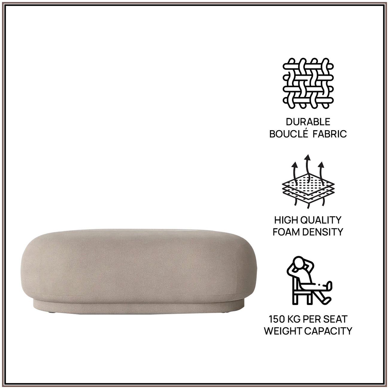 EliteElegance Suede Ottoman Bench Beige