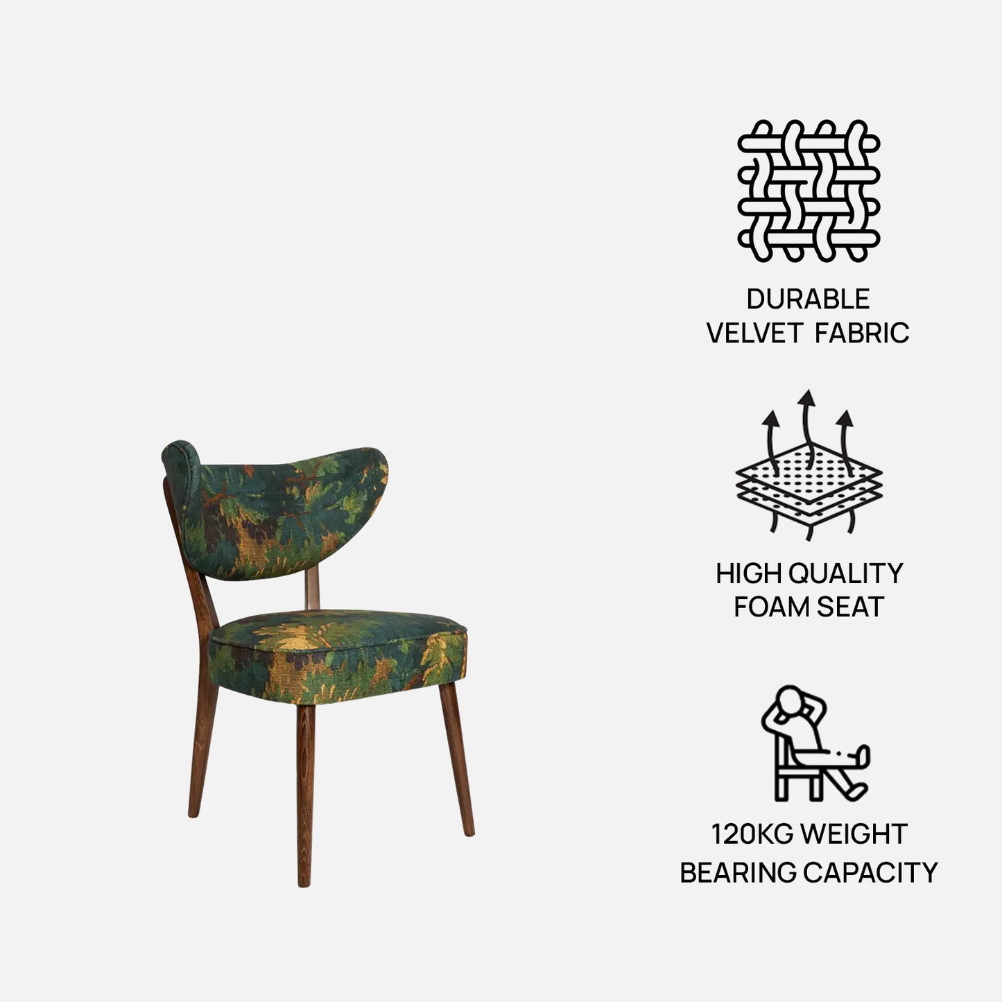 Fleorique Pattern Botanical Green Linen Lounge Chair