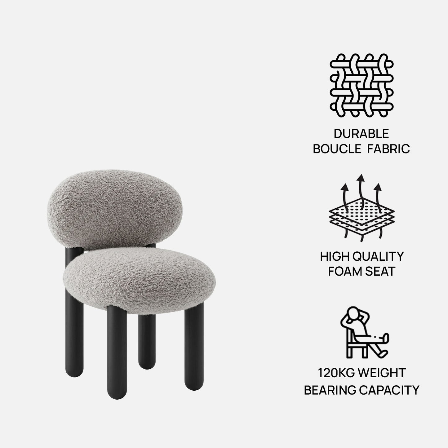 Boevian Bubble Beige Boucle Lounge Chair