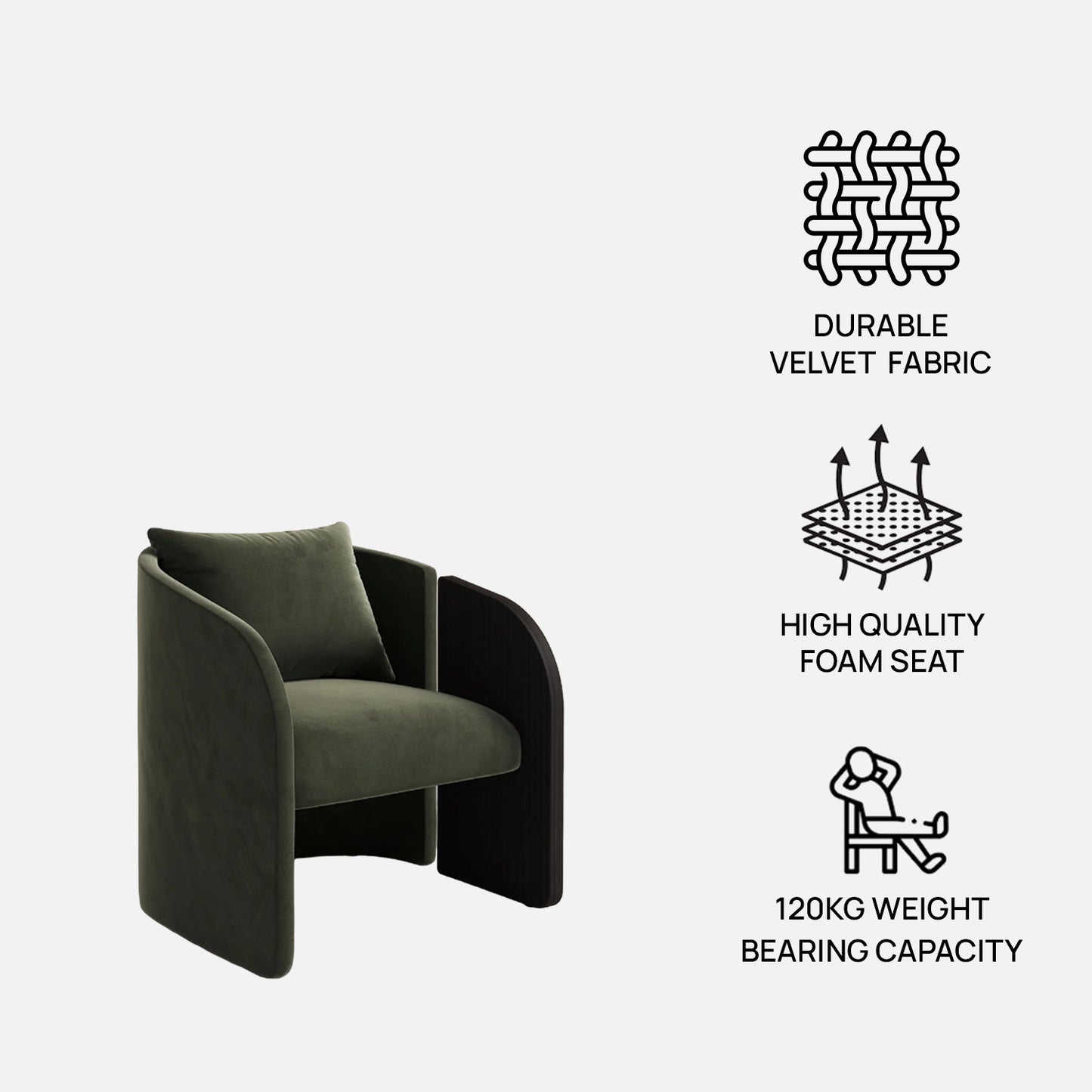 Arevella Sculpted Green Velvet Lounge Chair