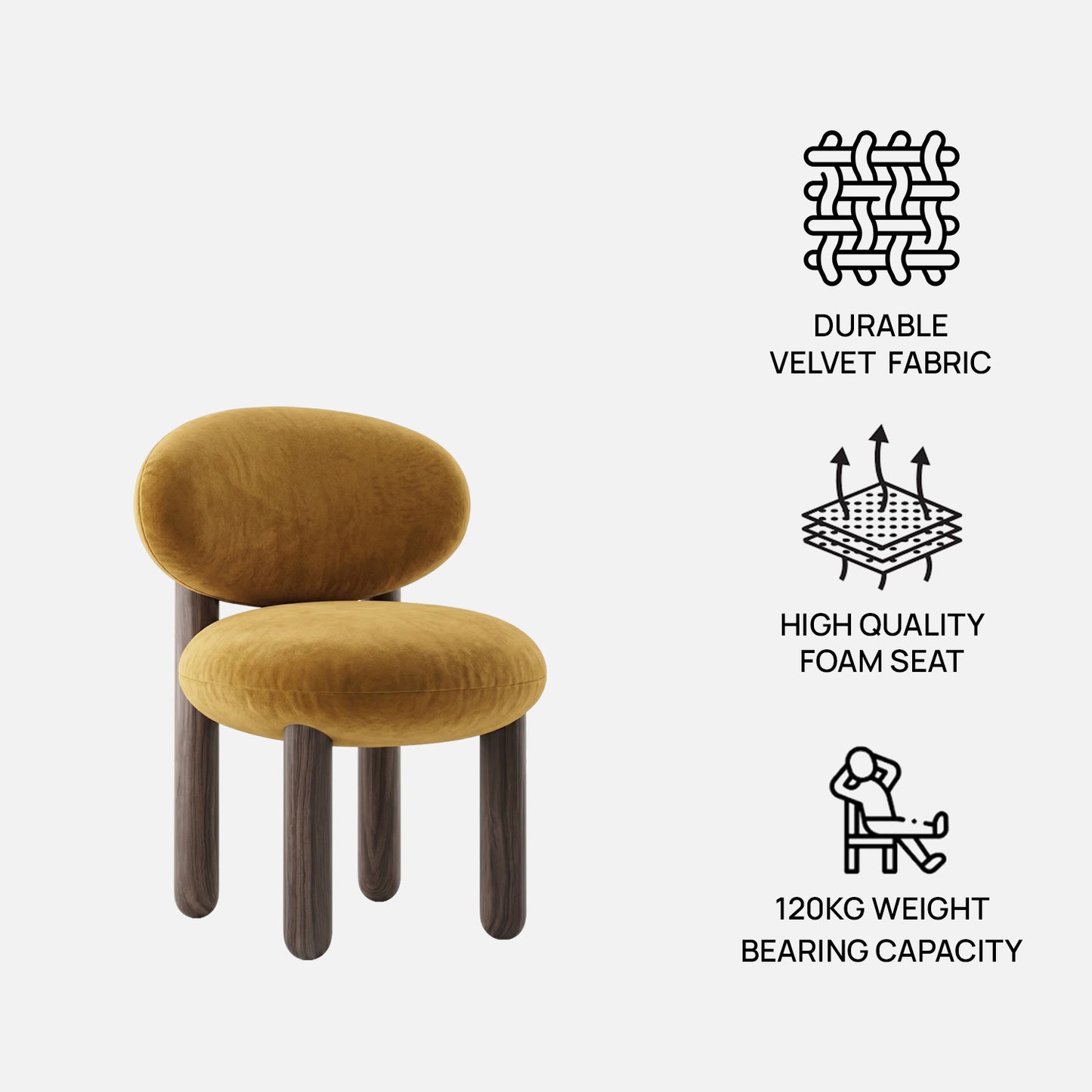 Boevian Bubble Yellow Linen Lounge Chair