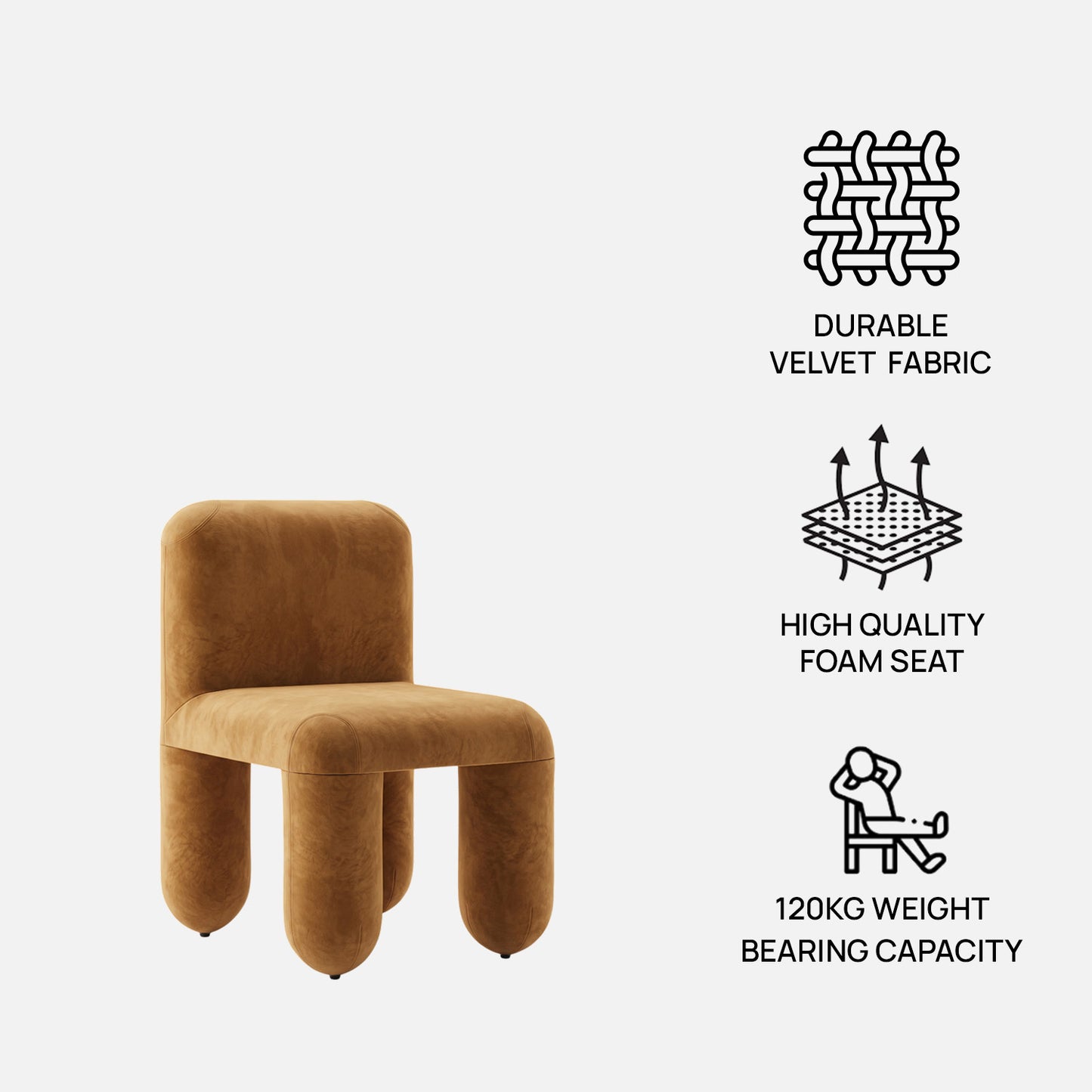 Dreoven Sculpt Cocoa Brown Quad Velvet Chair