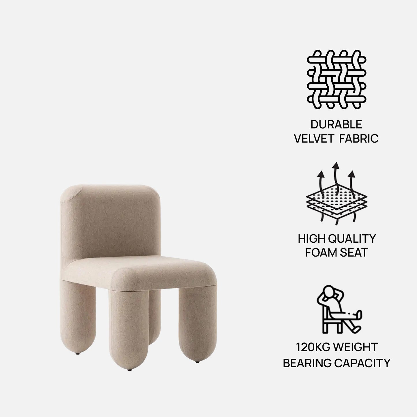 Dreoven Sculpt White Quad Velvet Chair