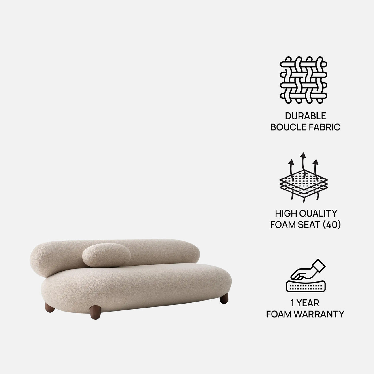 Cloura Softline Yellow 3 - Seater Boucle Sofa