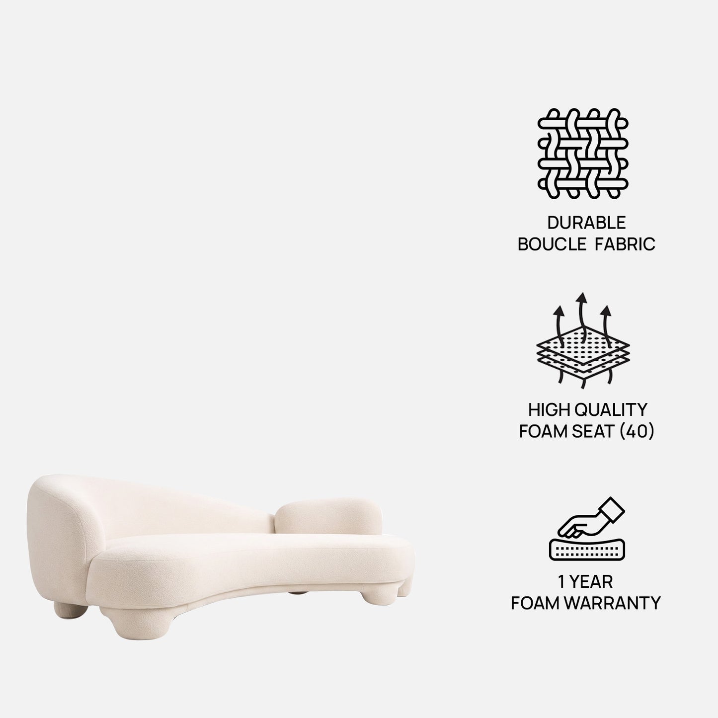 Havryn Platform Ivory 4 - Seater Boucle Sofa
