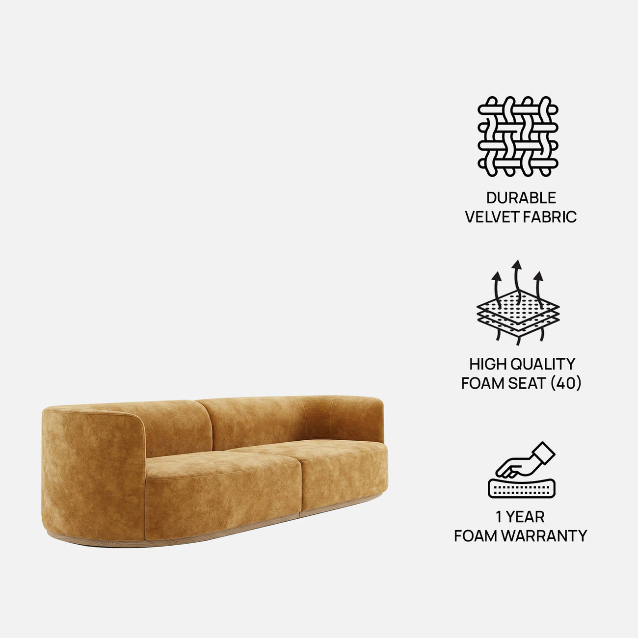 Navora Modular Navy Blue 3 - Seater Velvet Sofa