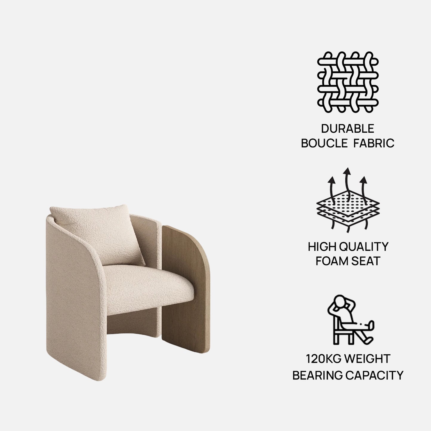 Arevella Sculpted Cream Boucle Lounge Chair