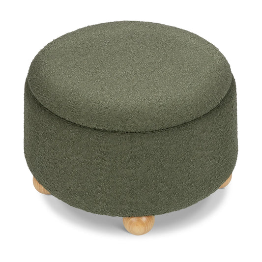 Olive Green Hidden Nest Storage Boucle Kids Pouffe