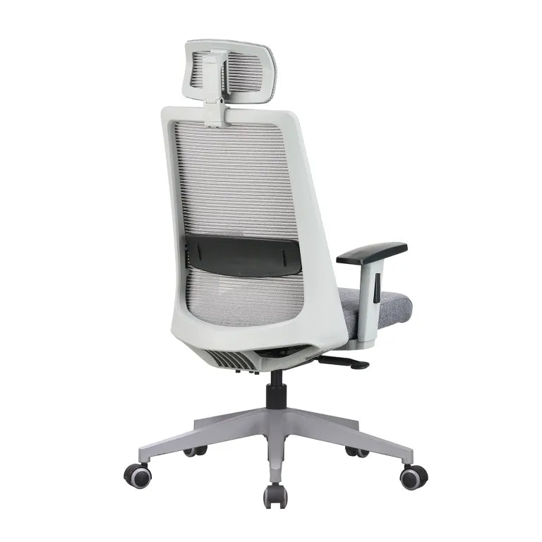 Amaze High Back Mesh Chair with Self Calibrating Multilock Mechanism & Fabric Upholstered Cushion Seat(Grey) Nylon Base
