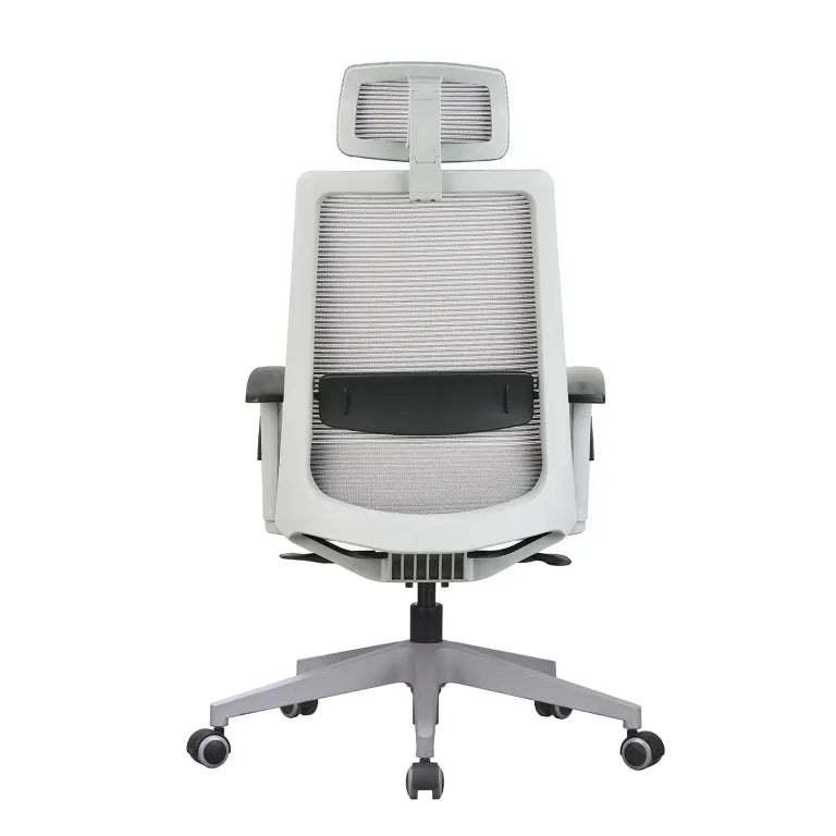 Amaze High Back Mesh Chair with Self Calibrating Multilock Mechanism & Fabric Upholstered Cushion Seat(Grey) Nylon Base