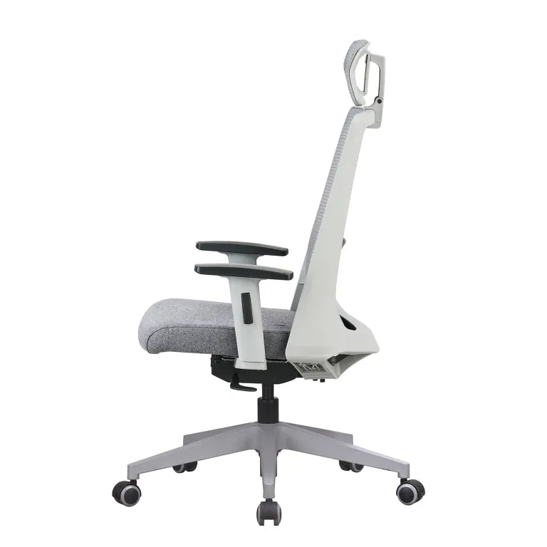 Amaze High Back Mesh Chair with Self Calibrating Multilock Mechanism & Fabric Upholstered Cushion Seat(Grey) Nylon Base