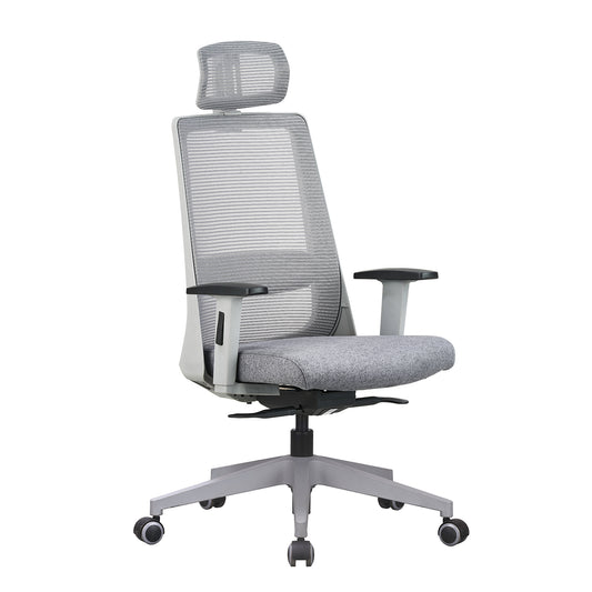 Amaze High Back Mesh Chair with Self Calibrating Multilock Mechanism & Fabric Upholstered Cushion Seat(Grey) Nylon Base