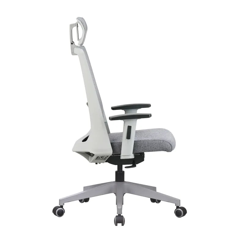 Amaze High Back Mesh Chair with Self Calibrating Multilock Mechanism & Fabric Upholstered Cushion Seat(Grey) Nylon Base
