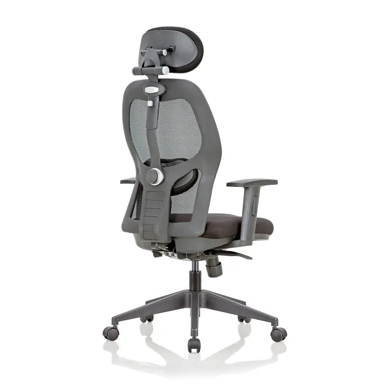 Anatom High Back Mesh Chair with Multilock Mechanism & Fabric Upholstered Cushion Seat(Black)