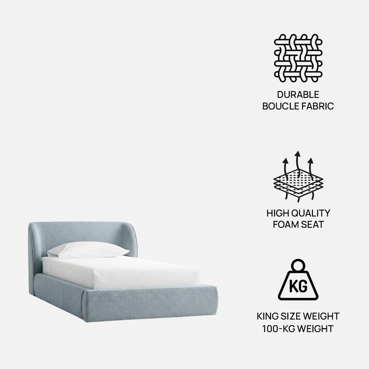 Baby Breeze Boucle Kids Twin Bed with Hydraulic Storage in Blue