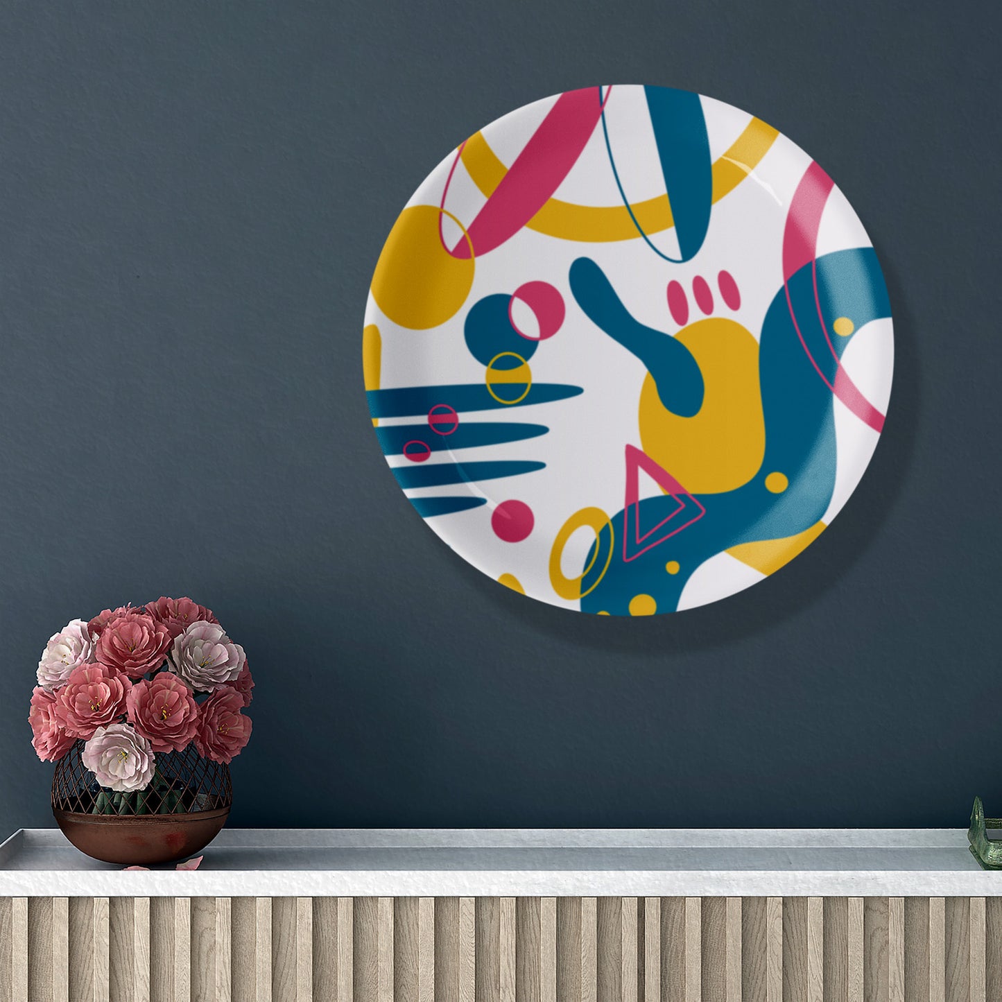 Mustard Mirage Abstract Art Plate