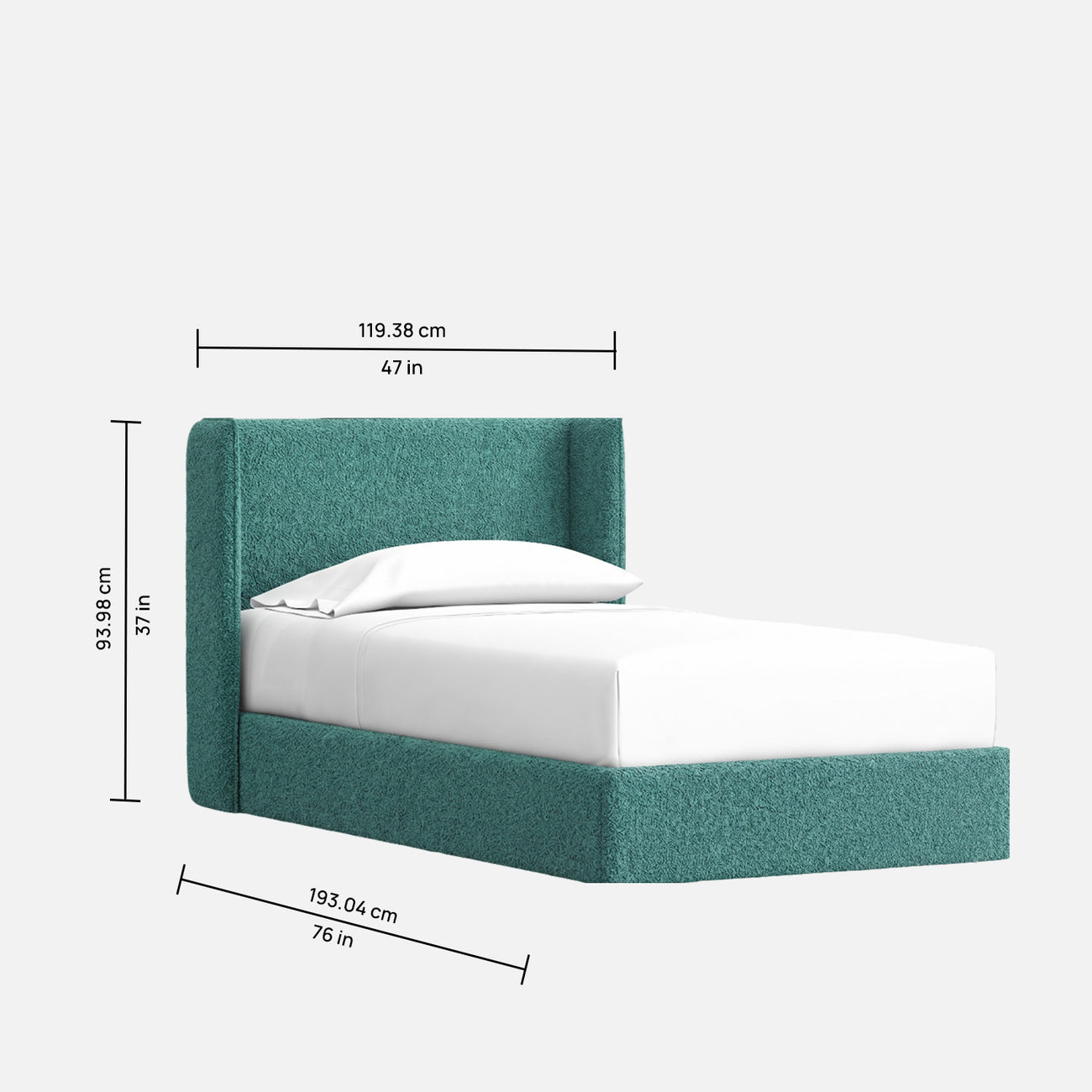 Tiny Haven Boucle Kids Twin Bed with Hydraulic Storage in Green