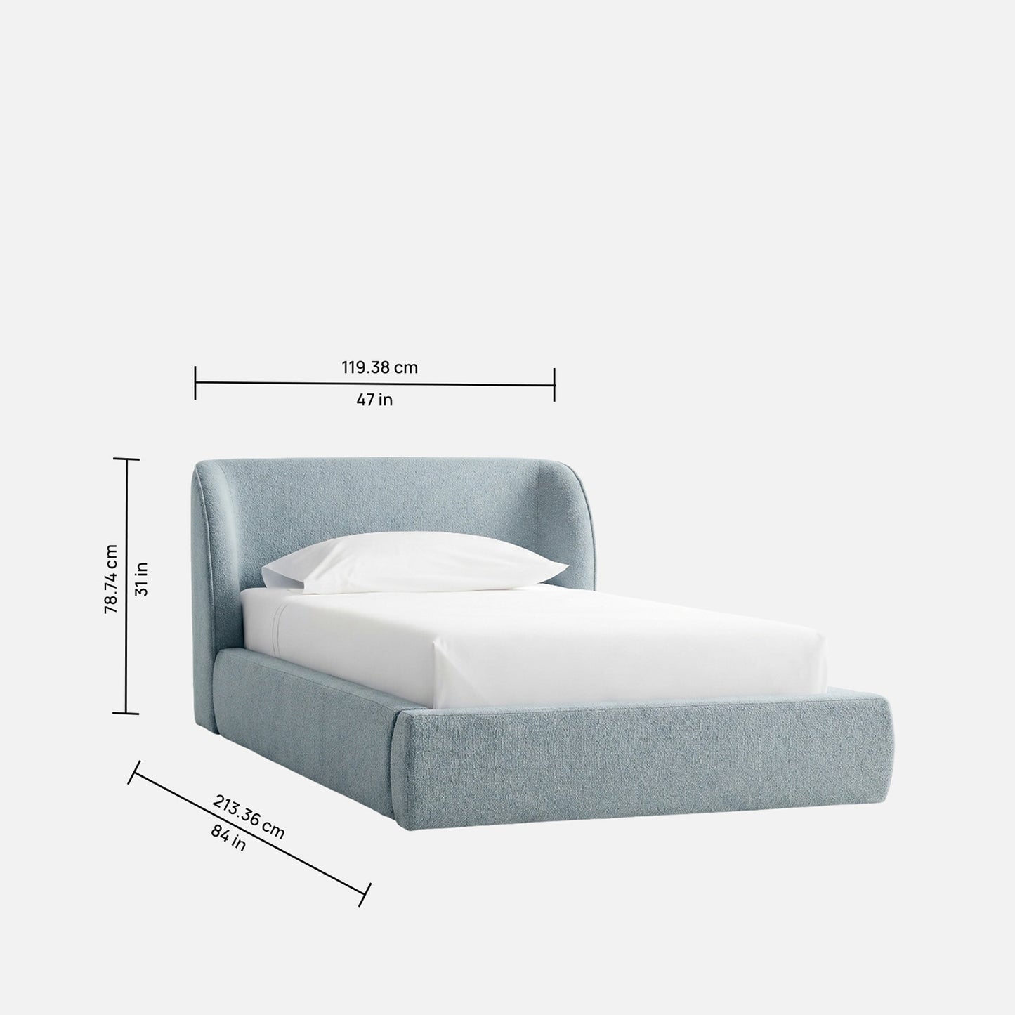 Baby Breeze Boucle Kids Twin Bed with Hydraulic Storage in Blue