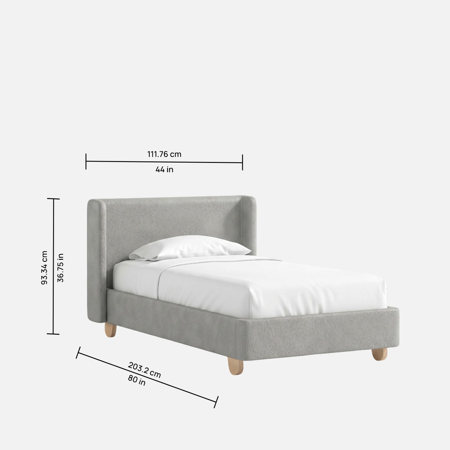 Caramel Arch Velvet Suede Kids Twin Bed with Hydraulic Storage in Ivory