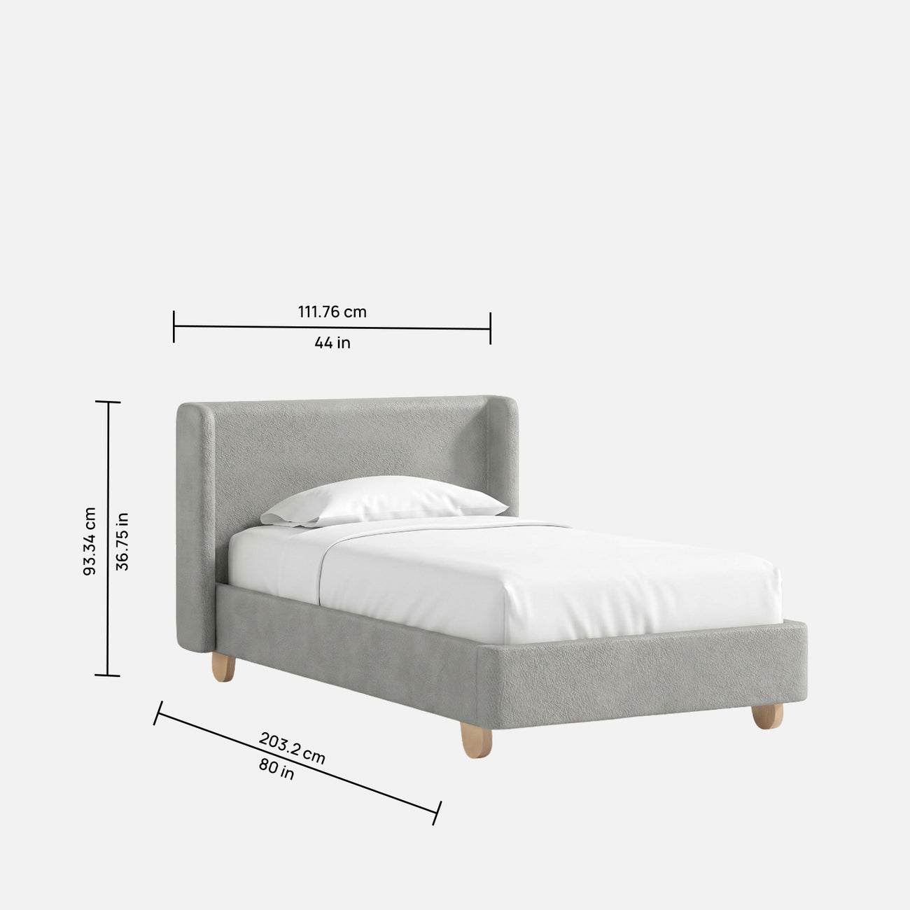 Caramel Arch Velvet Suede Kids Twin Bed with Hydraulic Storage in Ivory