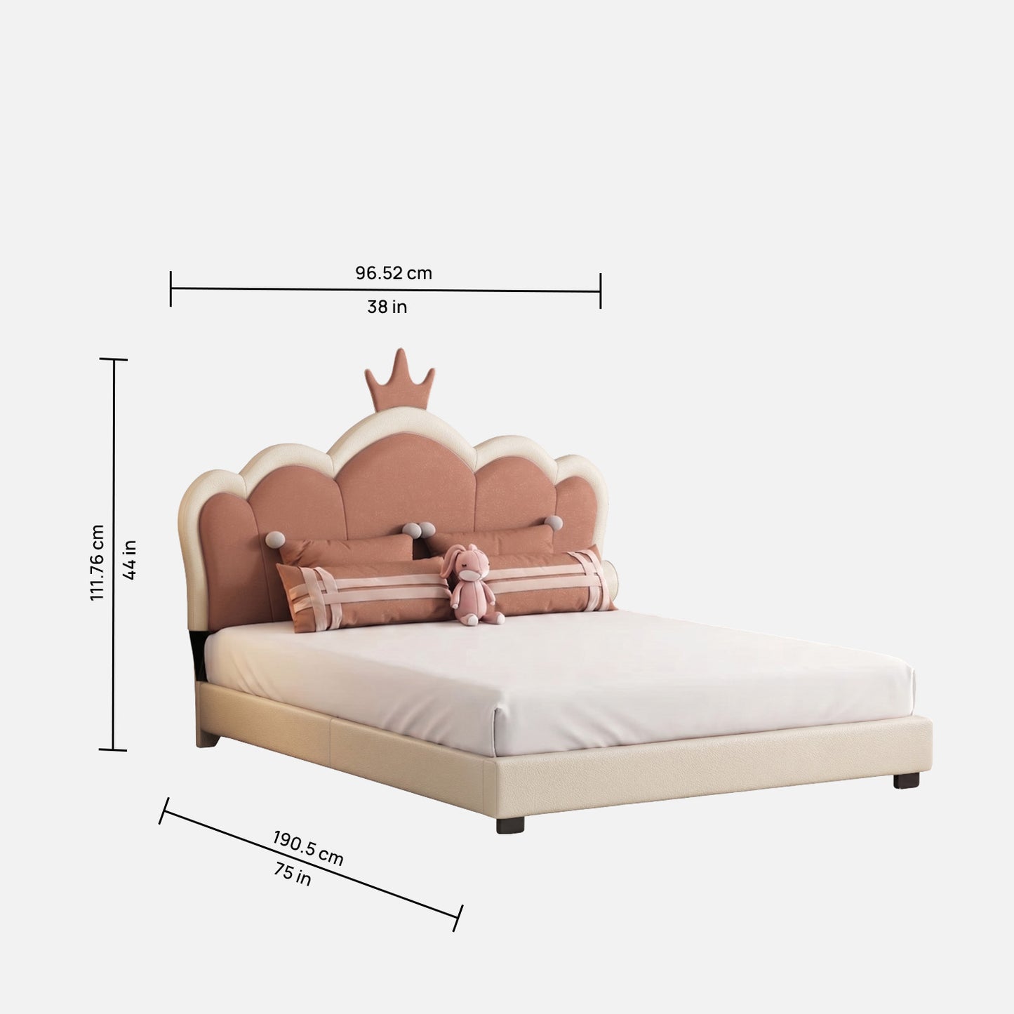 Little Queen Leatherette Kids Twin Bed with Hydraulic Storage in White and Pink