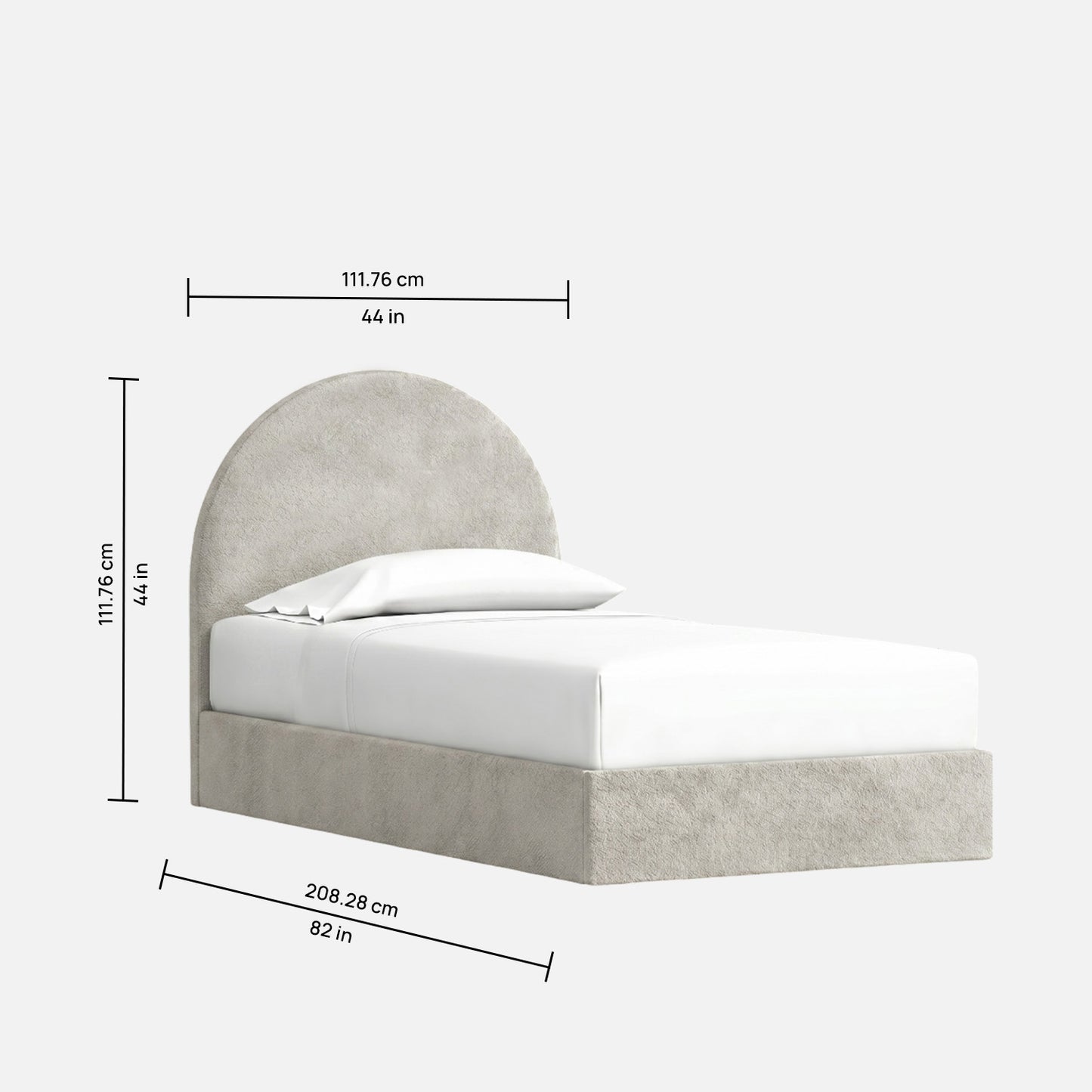 Moonrise Boucle Kids Twin Bed with Hydraulic Storage in Cream