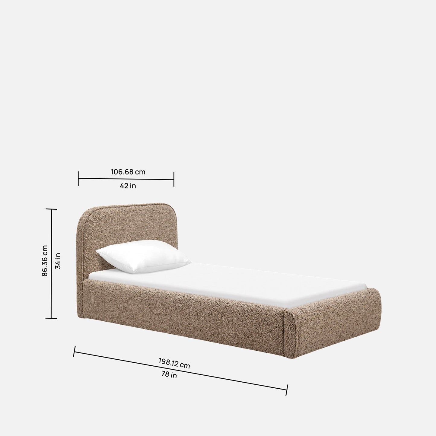 Snuggle Boucle Kids Twin Bed with Hydraulic Storage in Beige