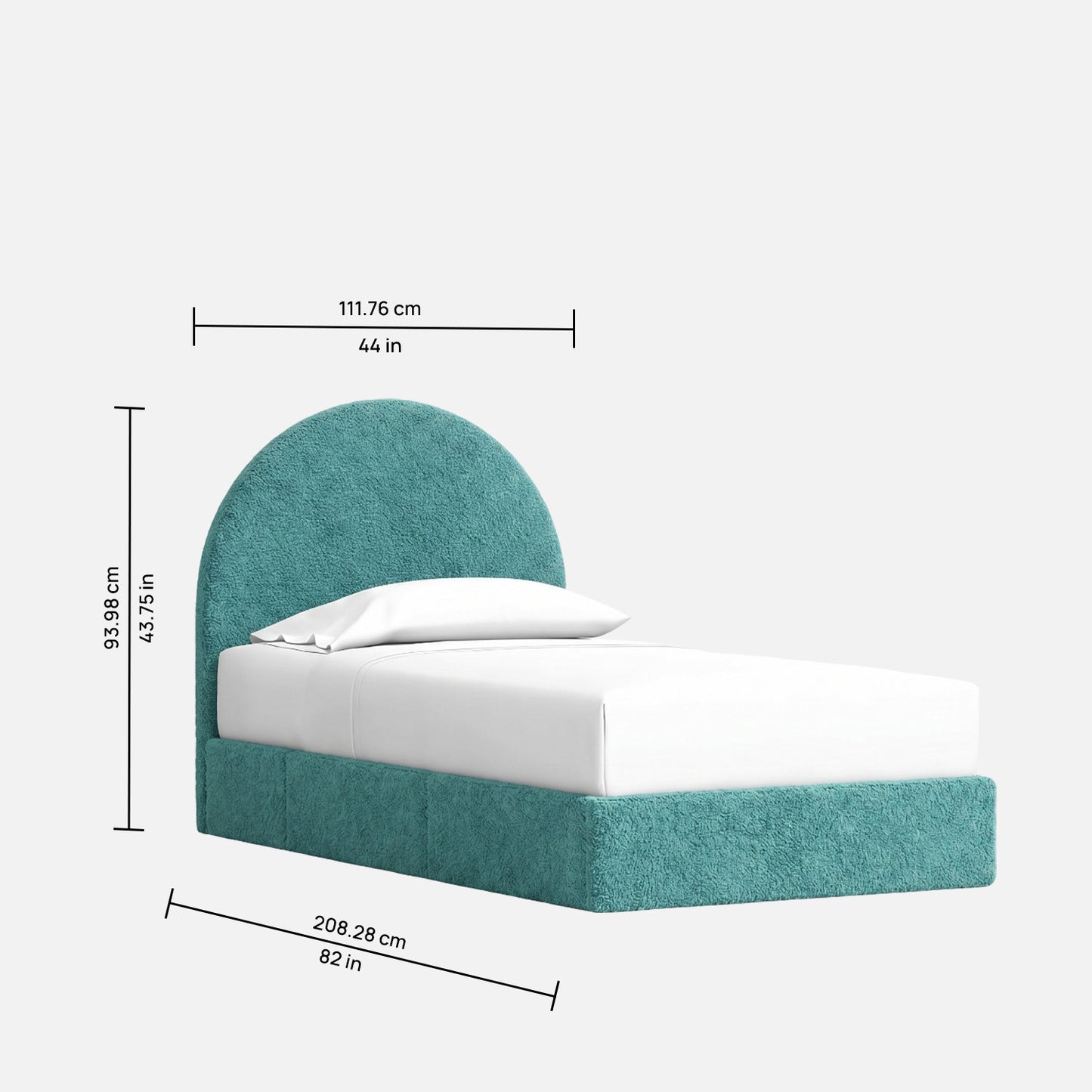 Moonrise Boucle Kids Twin Bed with Hydraulic Storage in Green