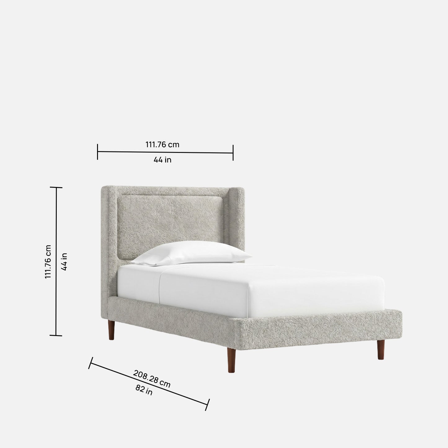 Misty Moon Boucle Kids Twin Bed with Hydraulic Storage in Cream