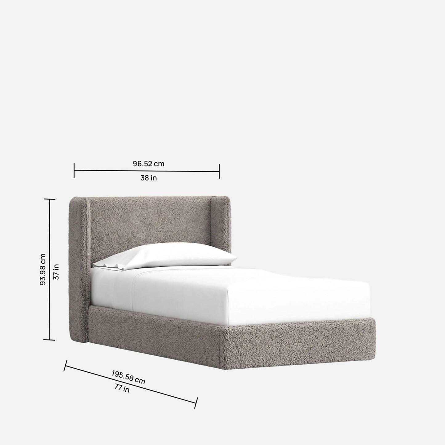 Tiny Haven Boucle Kids Twin Bed with Hydraulic Storage in Cream