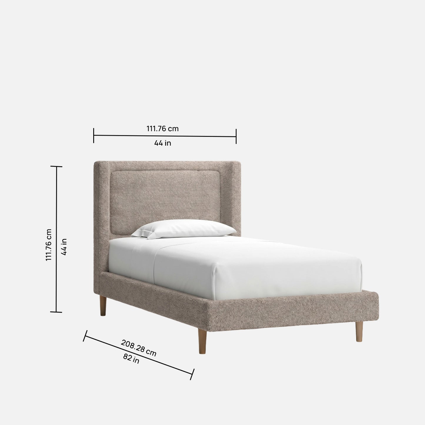 Misty Moon Boucle Kids Twin Bed with Hydraulic Storage in Light Grey