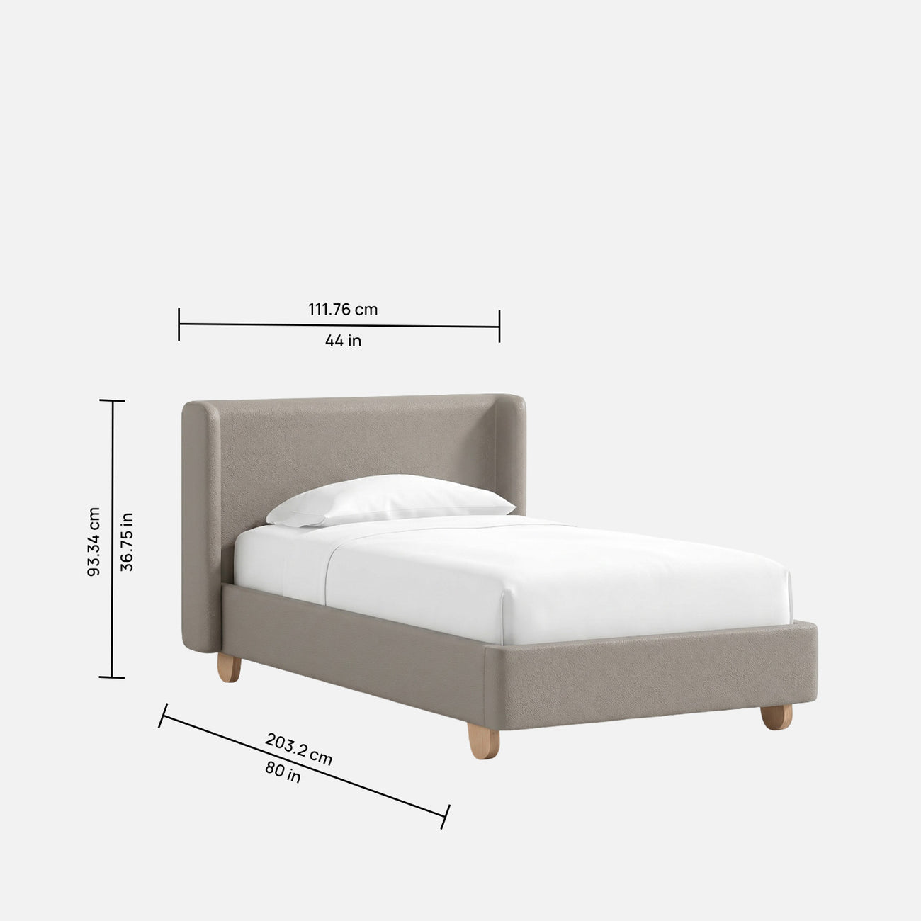 Caramel Arch Velvet Suede Kids Twin Bed with Hydraulic Storage in Grey