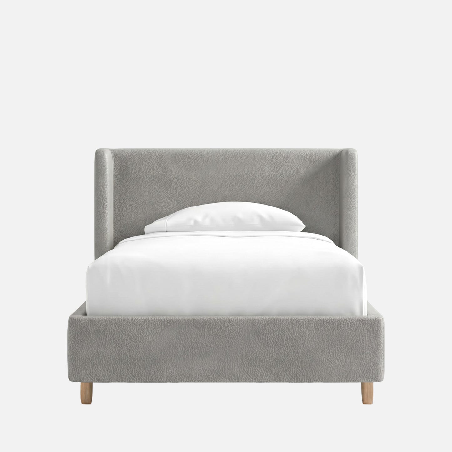 Caramel Arch Velvet Suede Kids Twin Bed with Hydraulic Storage in Ivory
