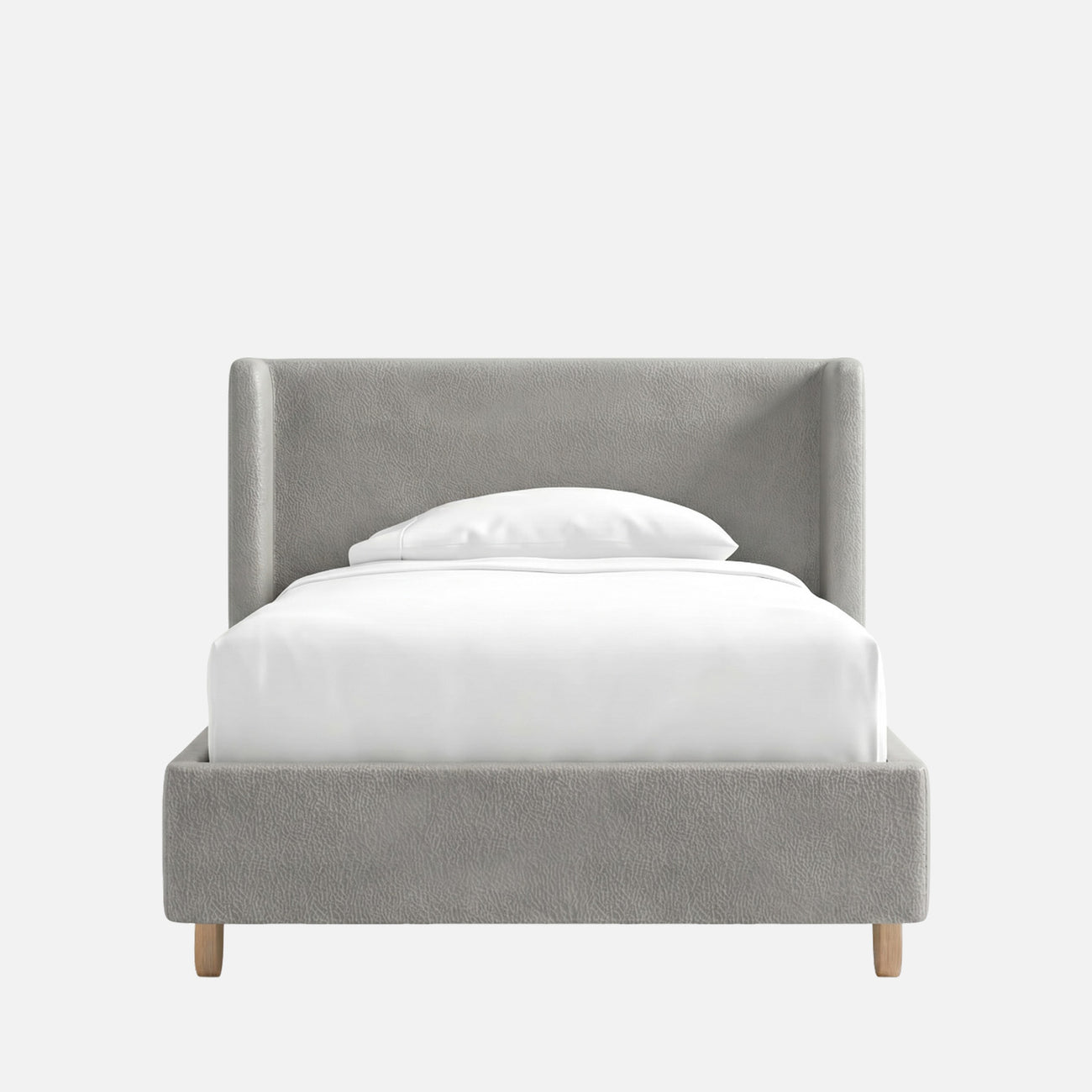 Caramel Arch Velvet Suede Kids Twin Bed with Hydraulic Storage in Ivory