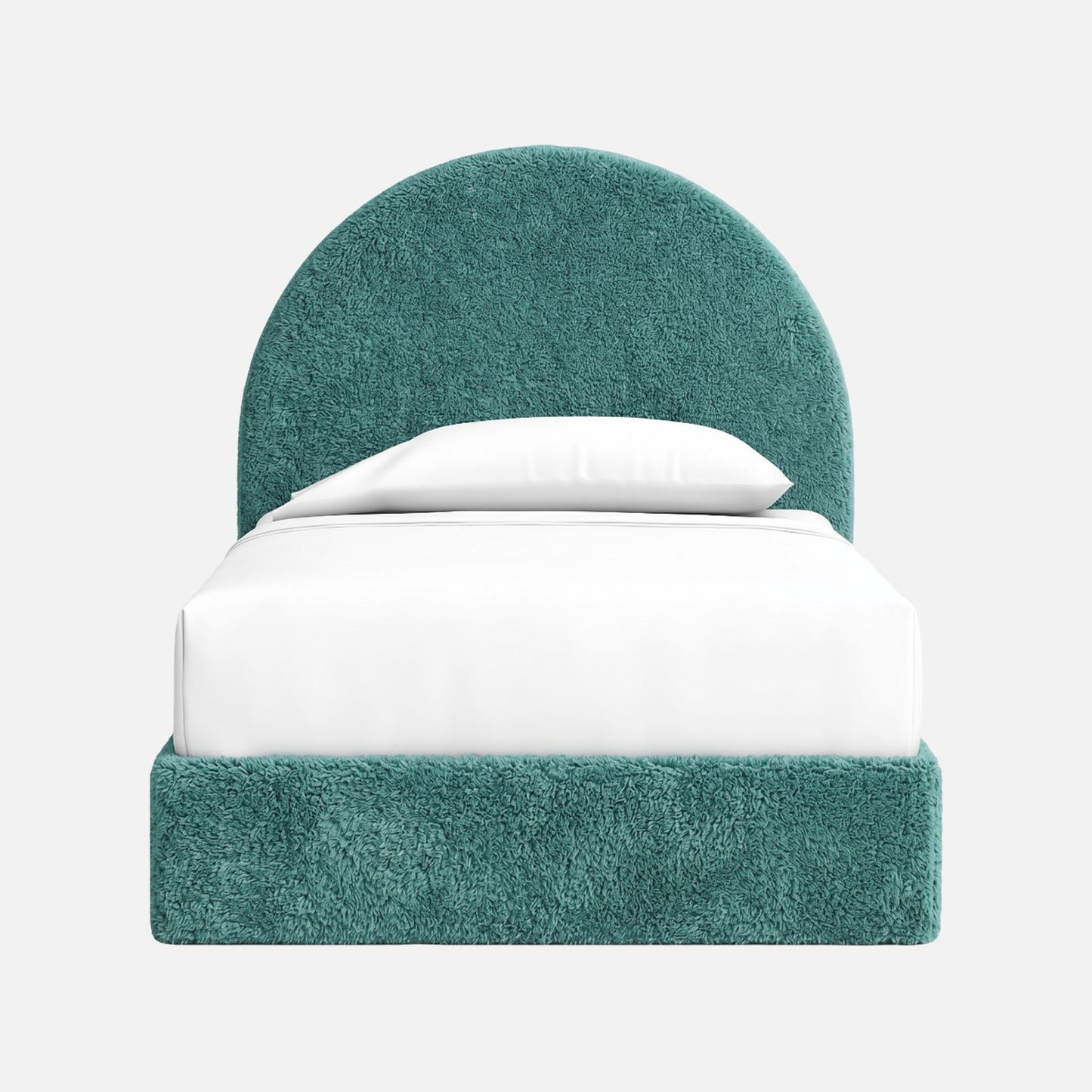 Moonrise Boucle Kids Twin Bed with Hydraulic Storage in Green