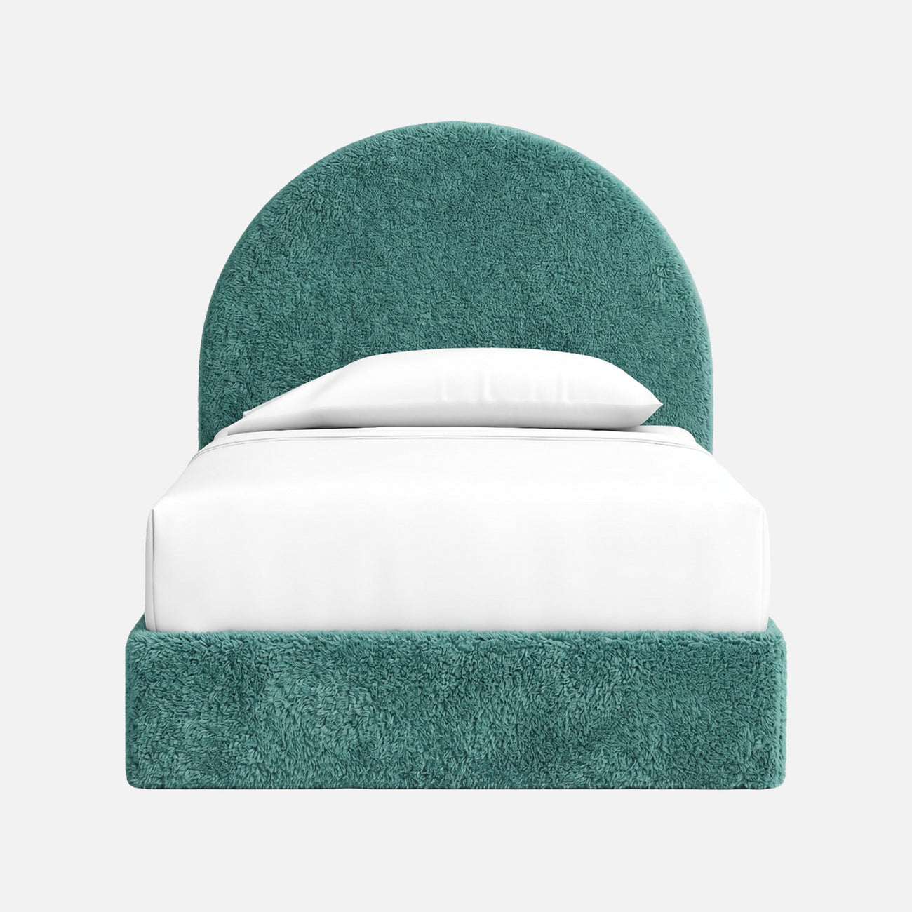 Moonrise Boucle Kids Twin Bed with Hydraulic Storage in Green