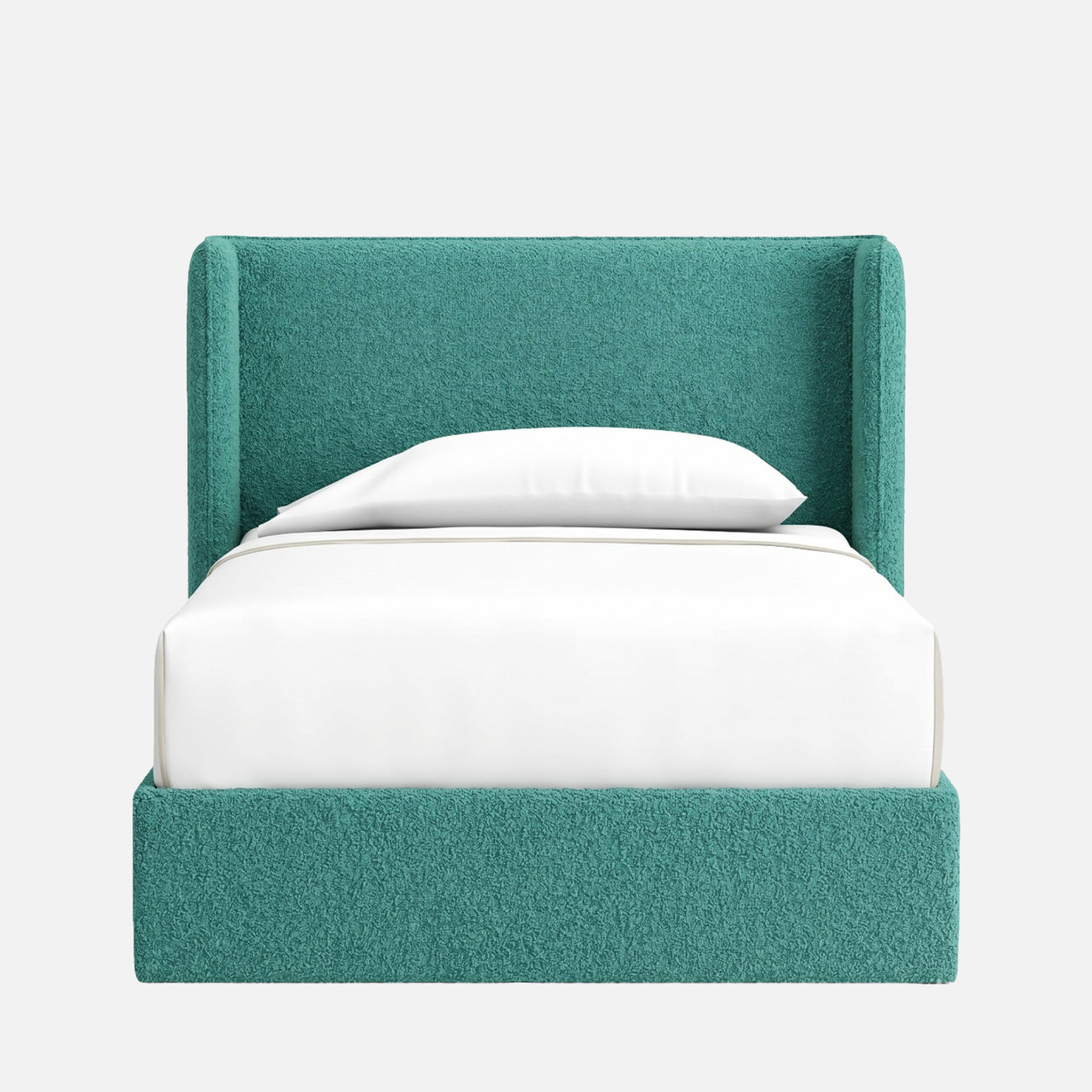Tiny Haven Boucle Kids Twin Bed with Hydraulic Storage in Green