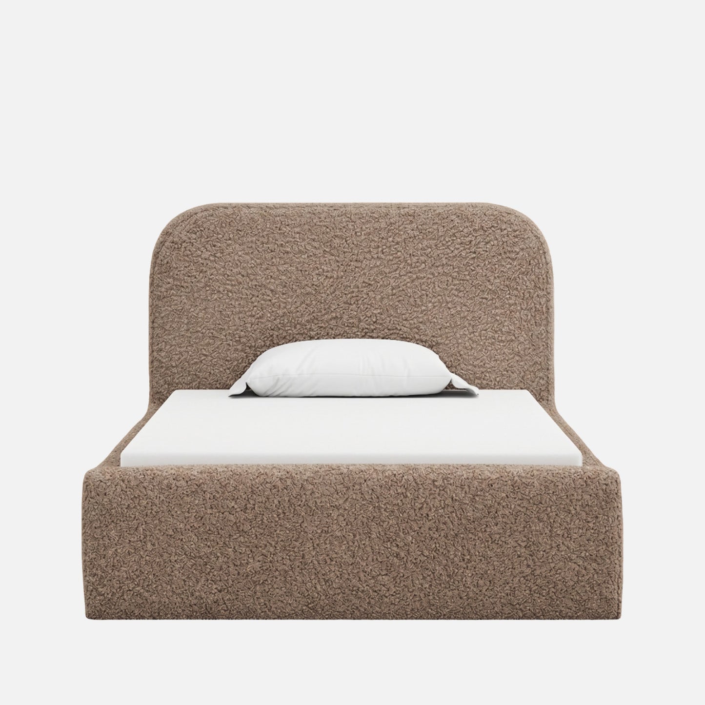 Snuggle Boucle Kids Twin Bed with Hydraulic Storage in Beige