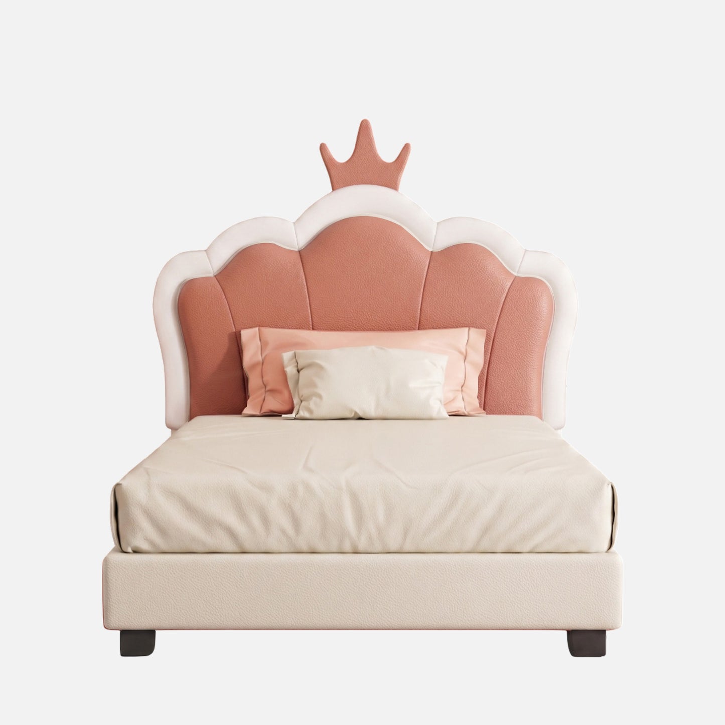 Little Queen Leatherette Kids Twin Bed with Hydraulic Storage in White and Pink
