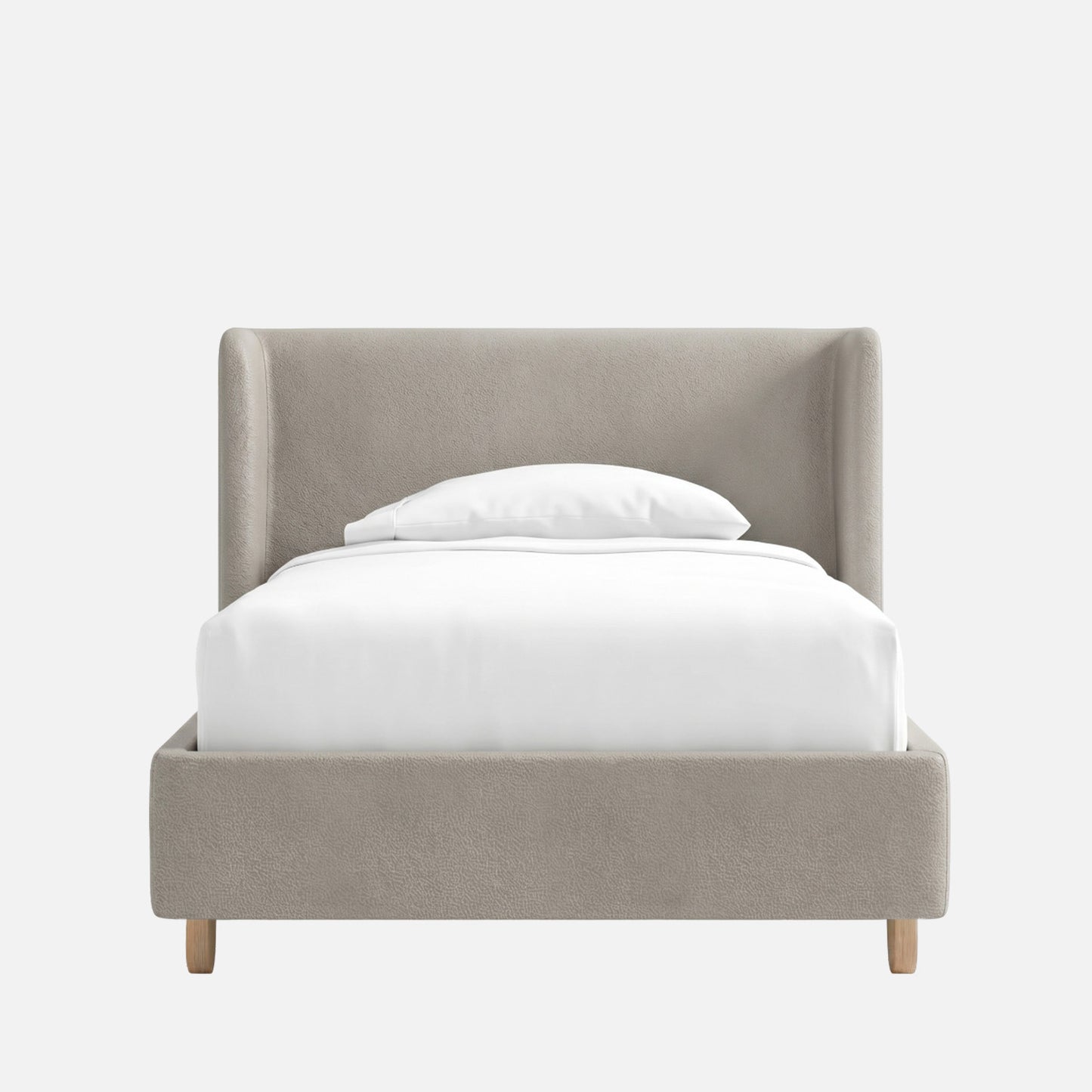 Caramel Arch Velvet Suede Kids Twin Bed with Hydraulic Storage in Grey
