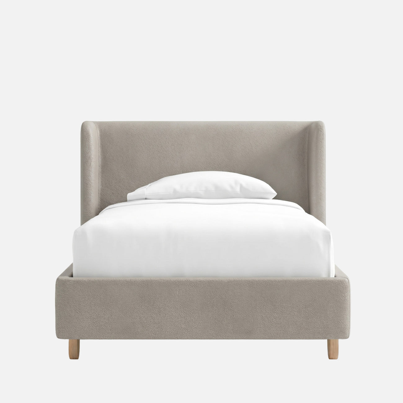 Caramel Arch Velvet Suede Kids Twin Bed with Hydraulic Storage in Grey
