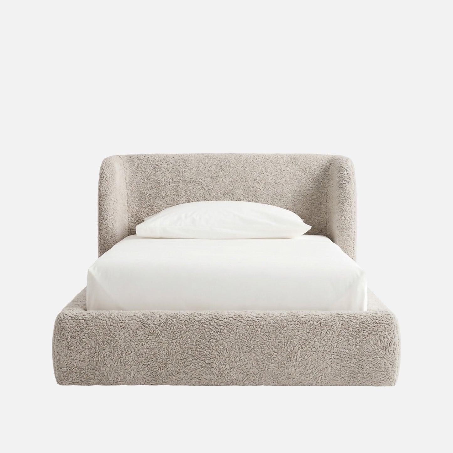 Baby Breeze Boucle Kids Twin Bed with Hydraulic Storage in Cream