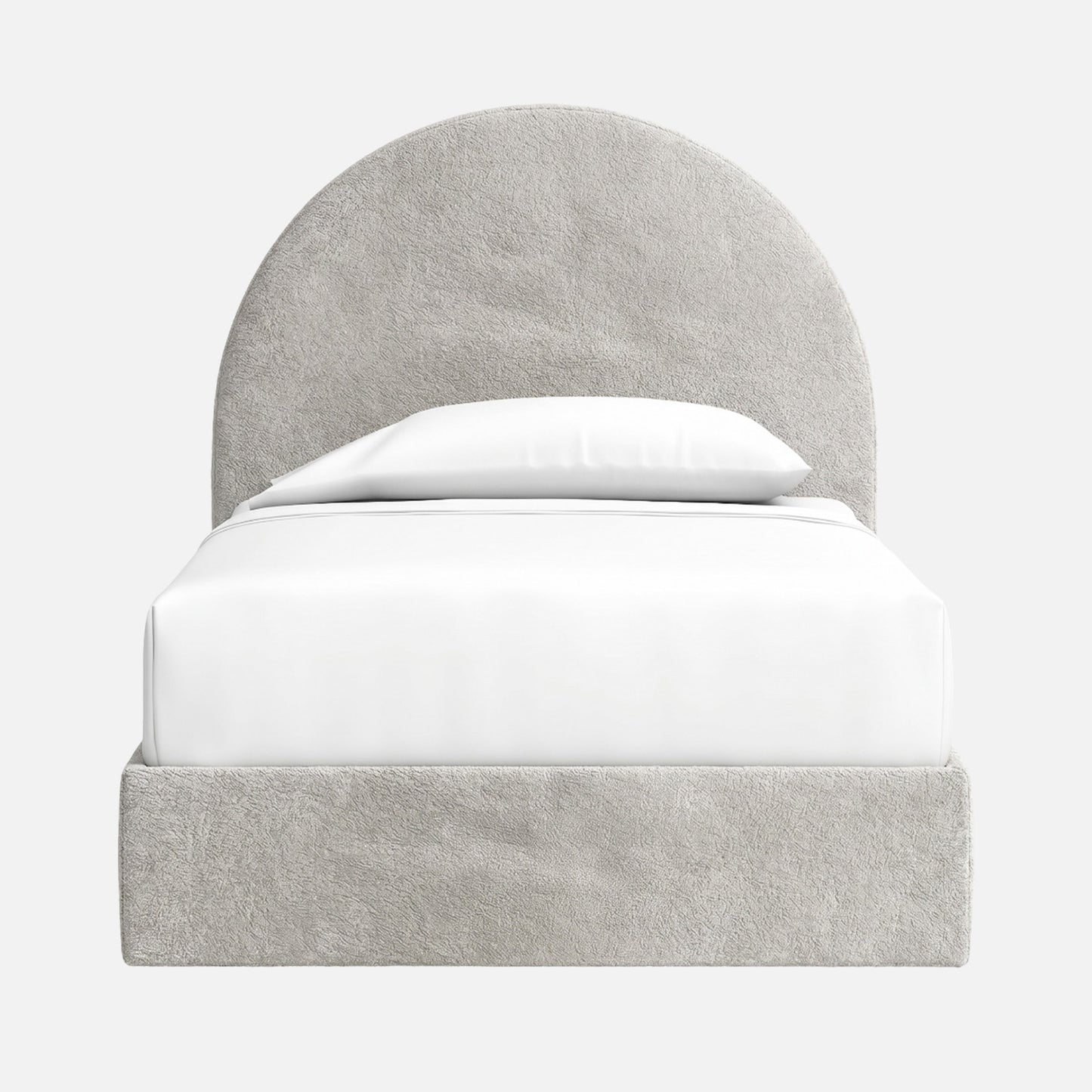 Moonrise Boucle Kids Twin Bed with Hydraulic Storage in Cream