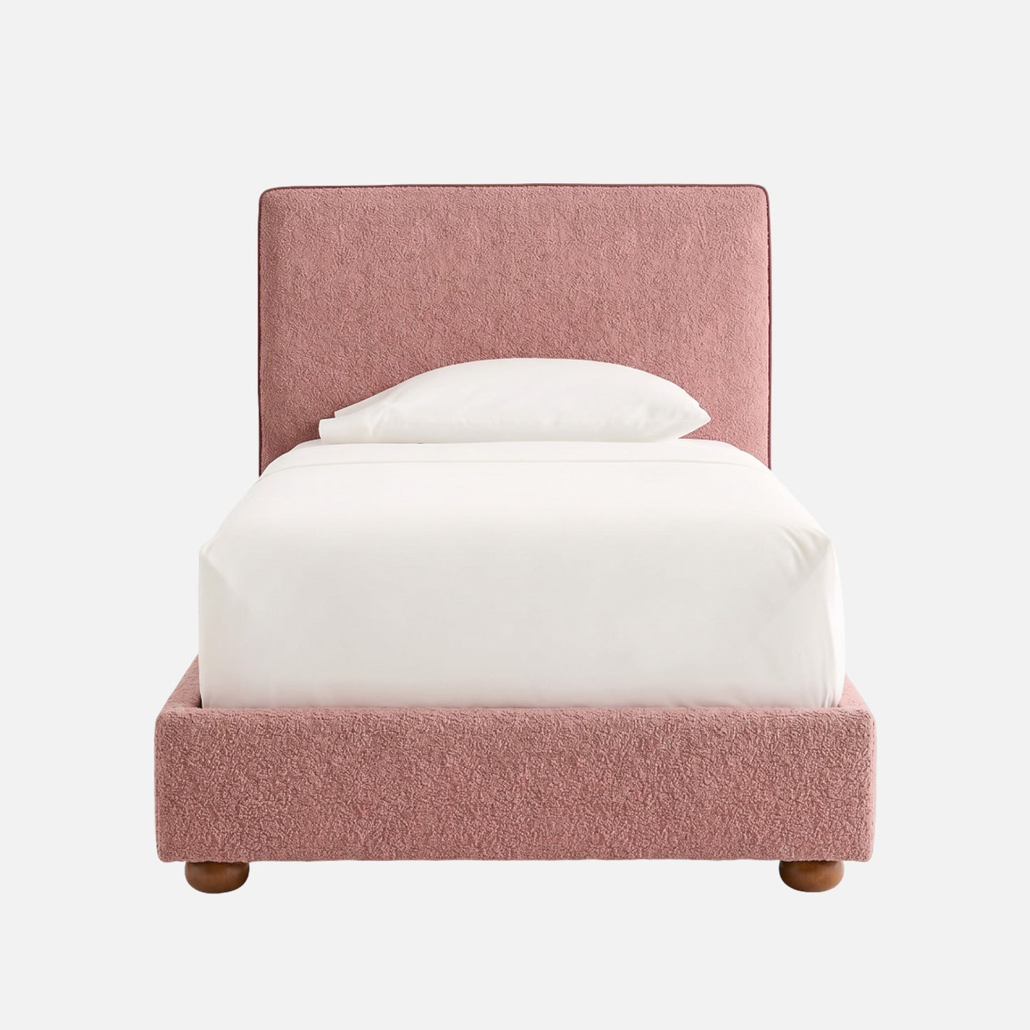 Peachy Dream Boucle Kids Twin Bed with Hydraulic Storage in Ivory
