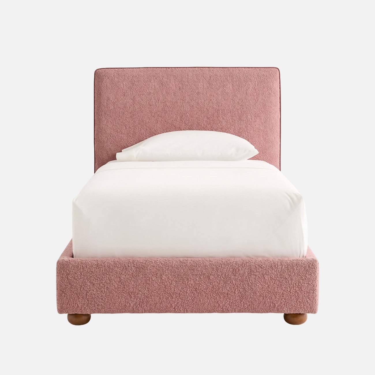 Peachy Dream Boucle Kids Twin Bed with Hydraulic Storage in Ivory