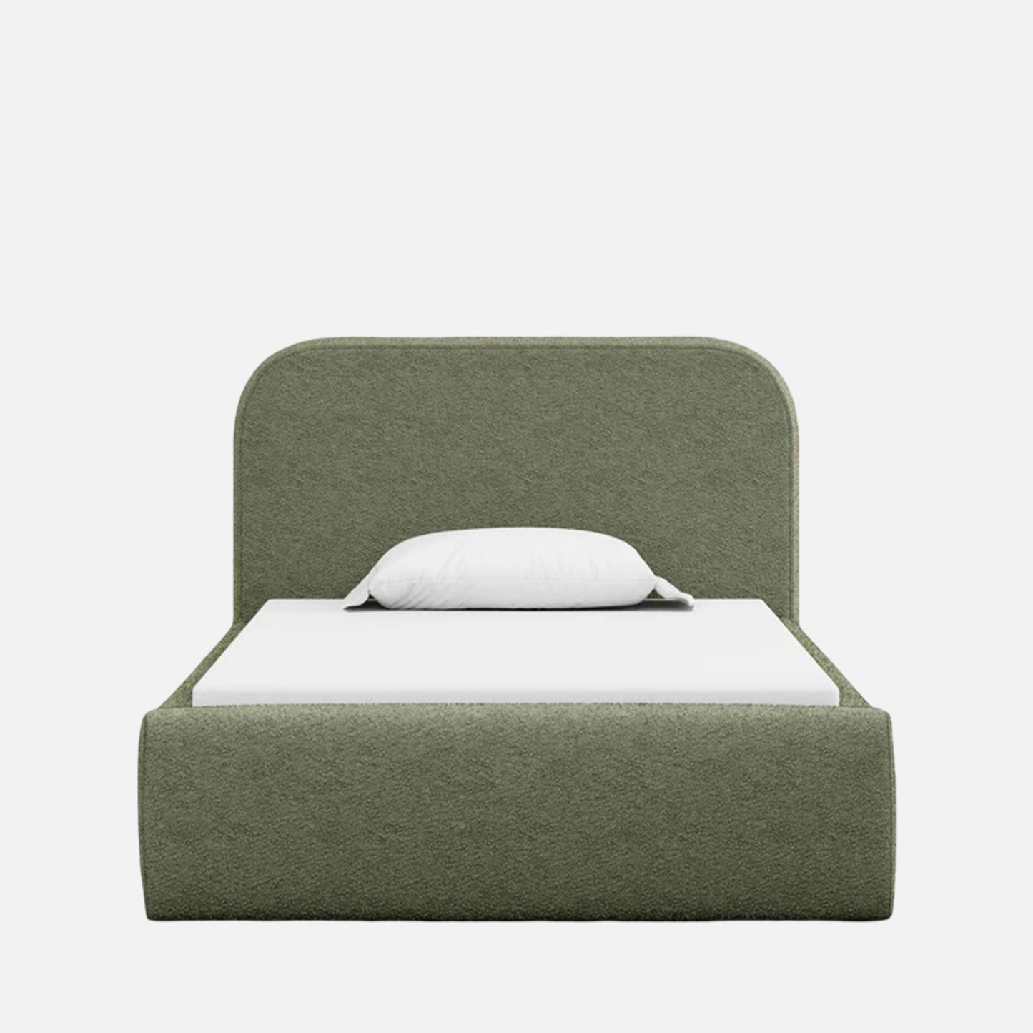 Snuggle Boucle Kids Twin Bed with Hydraulic Storage in olive