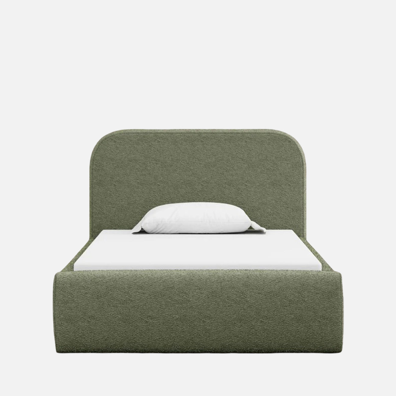 Snuggle Boucle Kids Twin Bed with Hydraulic Storage in olive