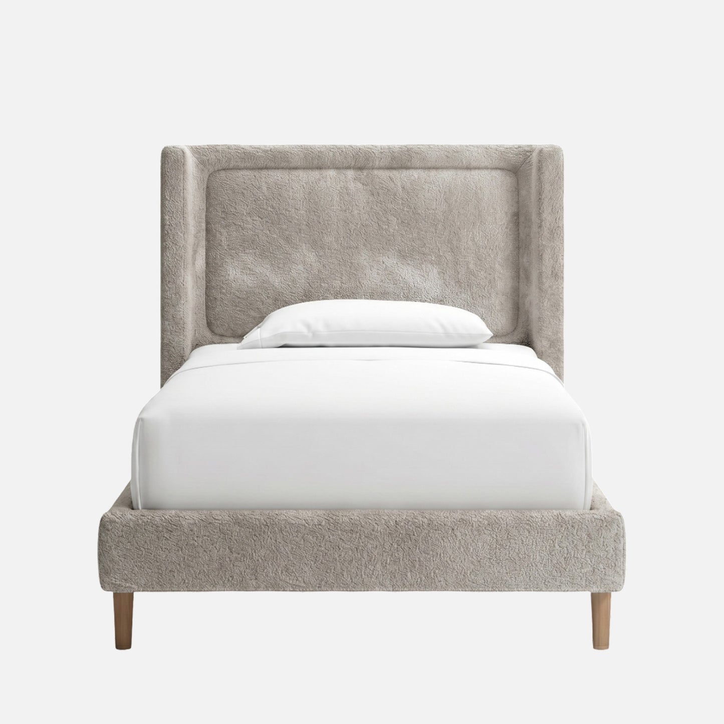 Misty Moon Boucle Kids Twin Bed with Hydraulic Storage in Cream