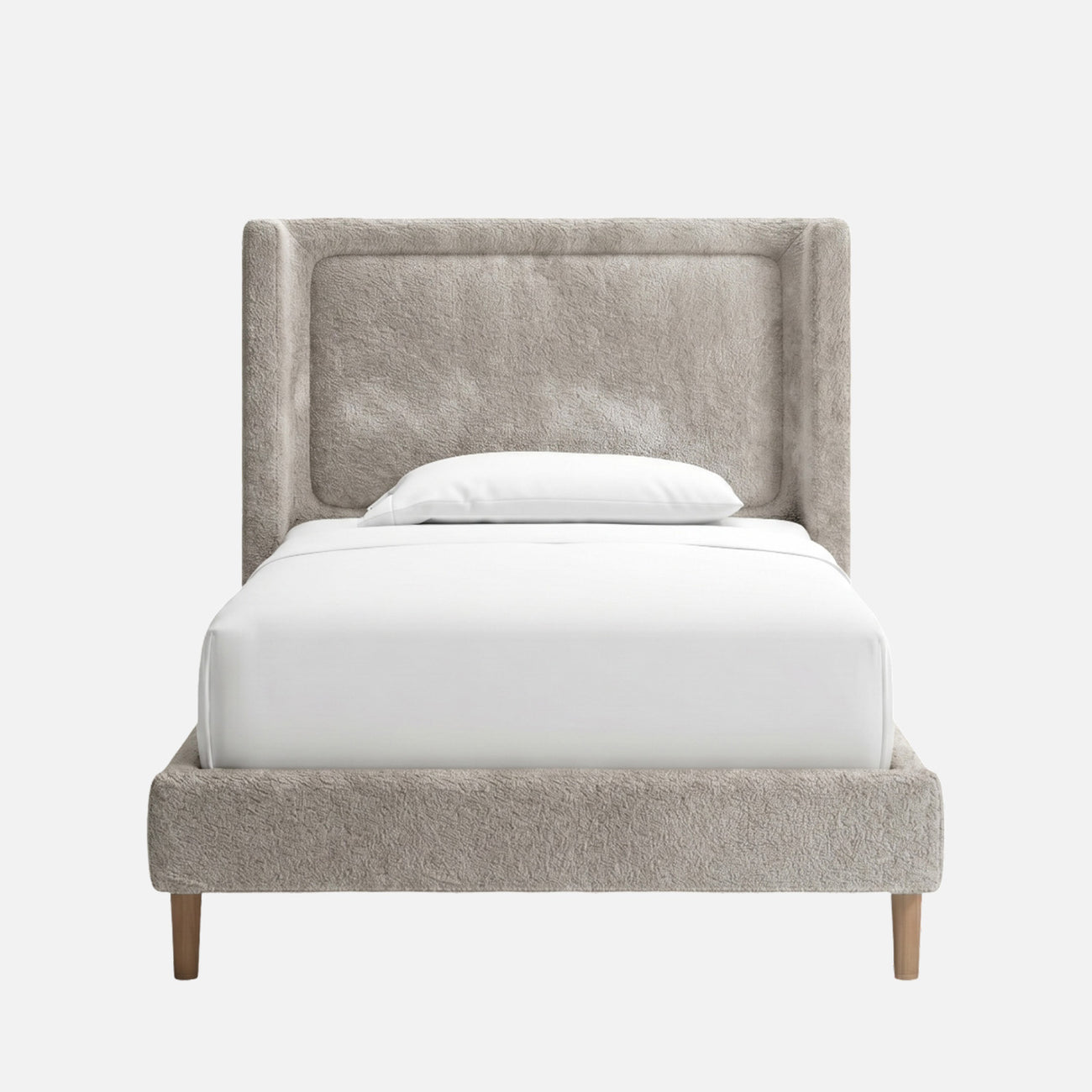 Misty Moon Boucle Kids Twin Bed with Hydraulic Storage in Cream