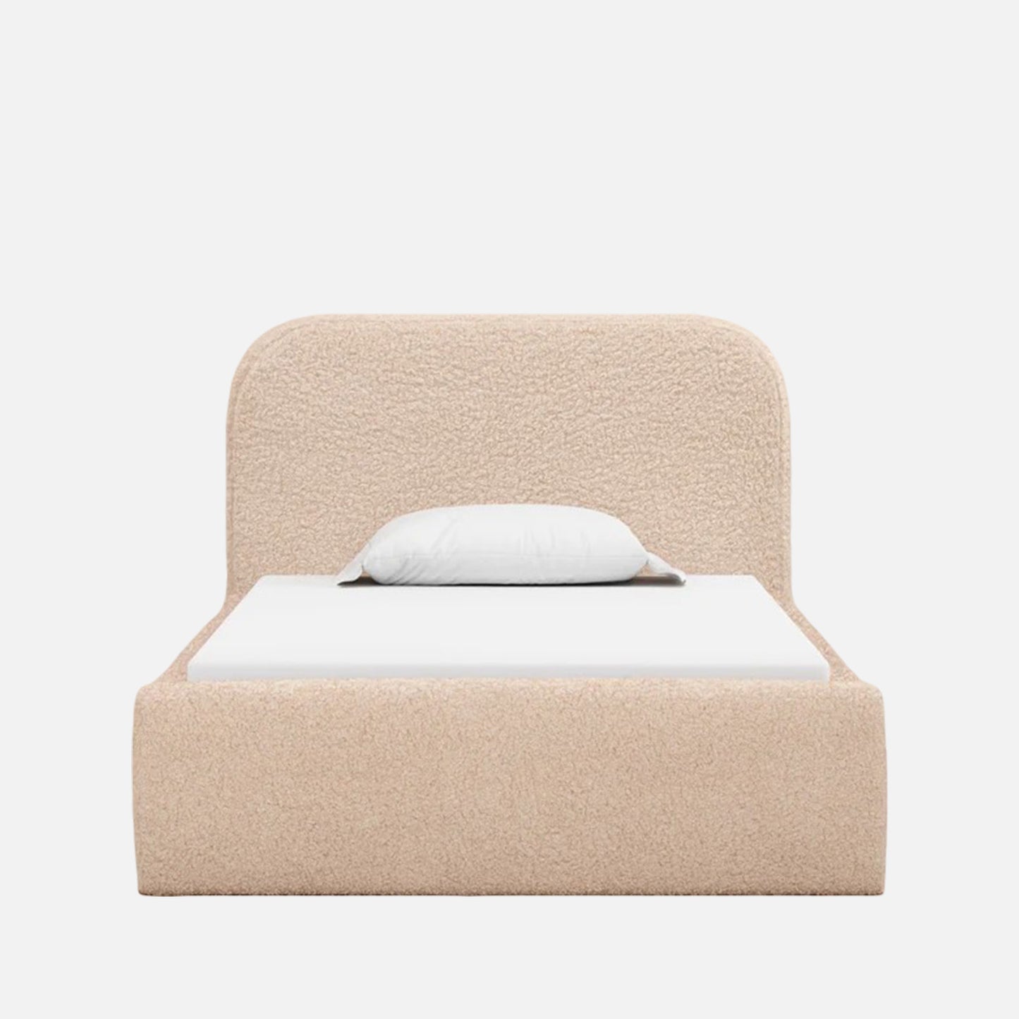 Snuggle Boucle Kids Twin Bed with Hydraulic Storage in Cream